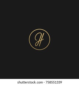 Minimal Style Unique and Creative black and golden color Signature style H icons