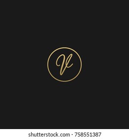 Minimal Style Unique and Creative black and golden color Signature style V icons