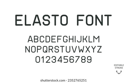 Minimal style vector line font with editable stroke. English alphabet with letters and numbers 