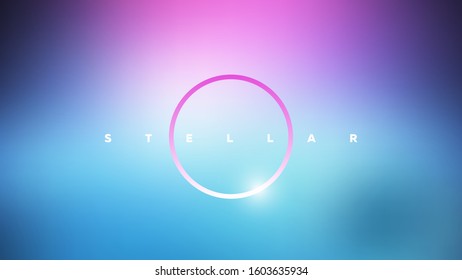 Minimal style vector logo. Stellar abstract circle sign on blue and violet background.