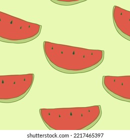 Minimal style watermelon seamless pattern green background vector illustration design	