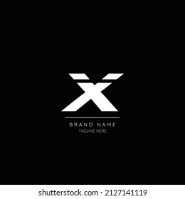 Minimal style white and black color letter X initial icon.