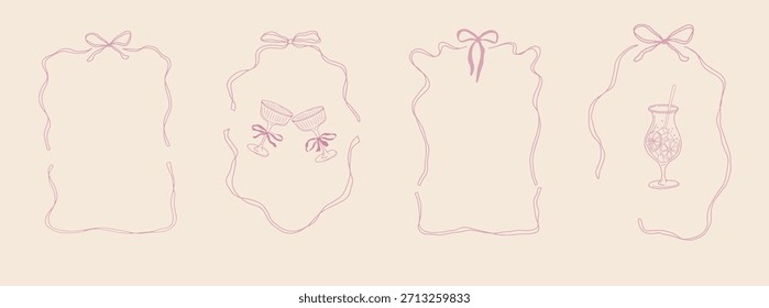 Minimal and stylish cocktail-themed frames in whimsical style. Ideal for event design, cards, and celebration templates.