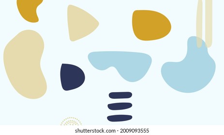 Plantilla de portada minimalista y elegante , Formas establecidas en fondo blanco. Dibujar a mano elementos de diseño abstracto en colores pastel , ilustración Vector EPS 10