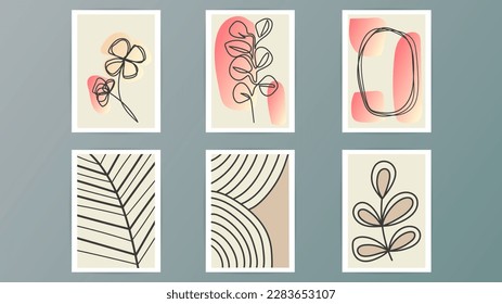 Plantilla de portada minimalista y elegante , Formas establecidas en fondo blanco. Dibujar a mano elementos de diseño abstracto en colores pastel , ilustración Vector EPS 10