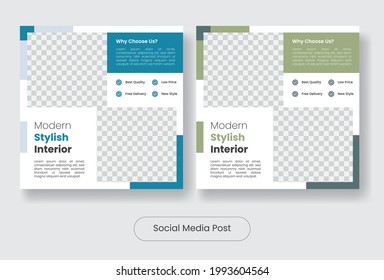 Minimal and stylish furniture social media post template banner set. Vector illustration EPS 10