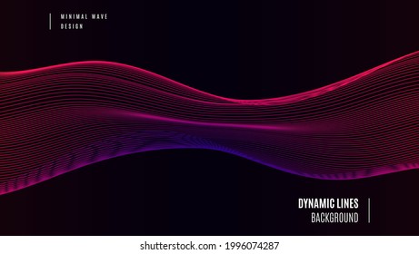 Minimal Stylish Glowing Dynamic Lines In Dark Background. Can Be Used For Banner, Wallpaper, Motion Or Poster Template.