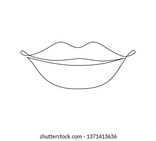minimal stylish image of smiling lips. a continuous line.