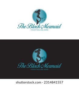 Minimal stylized the black mermaid logo