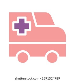 A minimal, stylized graphic depicting an ambulance. Perfect for medical or health-related designs, conveying themes of emergency services, care, and transportation.