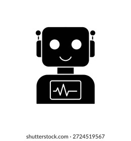 Ícone de vetor de tecnologia de AI de busto de robô estilizado mínimo
