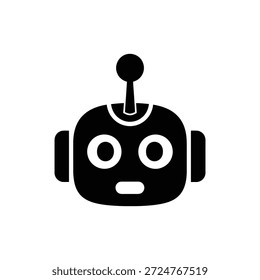 Icono de Vector negro estilizado minimal de la cabeza del robot
