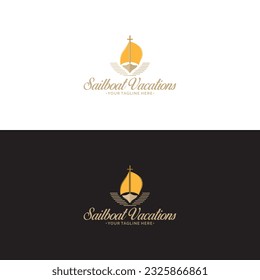 Minimal stylized sailboat vacations logo
