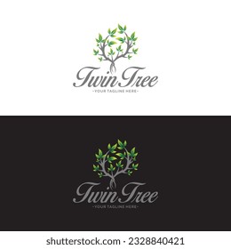 Minimal stylized twin tree logo