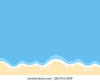 Minimal Summer Beach Background with Ocean Waves and Sandy Shore Vector