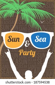 Minimal Summer Beach Party Flyer Template - Vector Illustration