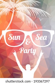 Minimal Summer Beach Party Flyer Template - Vector Illustration