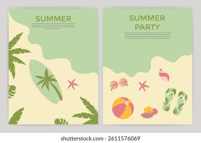 Minimal Summer Beach Party Poster with Tropical Elements	
