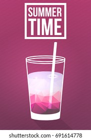 Minimal Summer Cocktail Flyer - Vector Illustration
