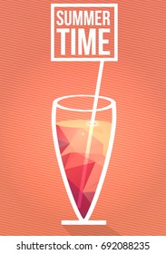 Minimal Summer Cocktail Flyer - Vector Illustration
