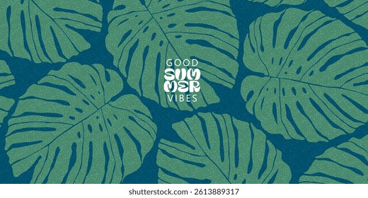 Minimal summer exotic background. Different palm trees, leaves.  Palm foliage. Hand drawn  style. Desugn for cover, card, banner, poster, wallpaper.