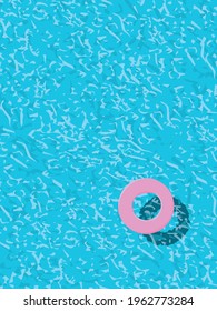 Minimal summer illustration with lifesaver in a swimming pool, view from above. Symbol of holiday. Eps10 illustration.