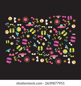 Minimal Summer Pattern with Fruits and Geometric Shapes