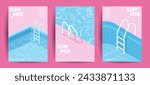 Minimal Summer "Pool Party" posters set. Eps10 vector illustration.