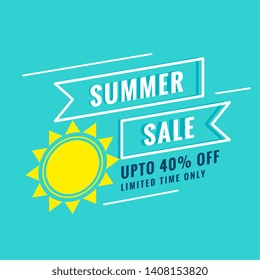 minimal summer sale poster with sun and offer details