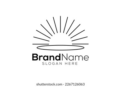 Minimal sun icon logo design template