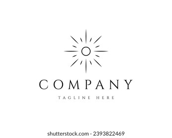 minimal sun light line logo design