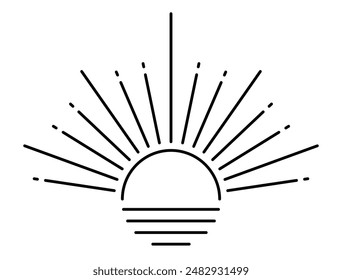 minimal sun line art design vector illustration