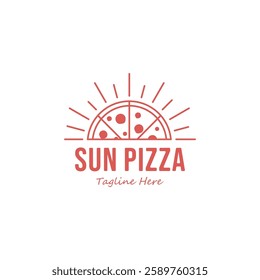 minimal sun pizza logo vector.concept logo