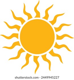 Minimal sun yellow icon isolated