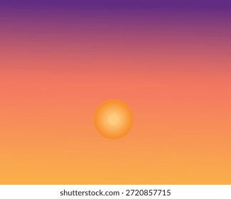 Minimal sunset background with a glowing sun and smooth gradient sky in warm orange and purple tones. Ideal for summer, travel, and nature designs.
