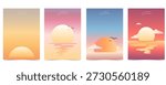 Minimal Sunset and Sunrise Poster Set, Pastel Ocean Landscape Wall Art background