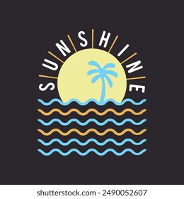 Minimal Sunshine graphics for beach and palm tree concept