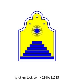 Minimal surreal door stair. Abstract boho line staircase, arch, trendy mystic geometric art. Vector illustration
