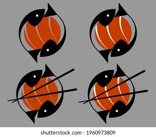 minimal sushi and seafood logo in different versions