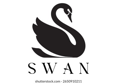Minimal Swan Logo – Elegant Vector Silhouette Design of Graceful Swan Bird, Perfect for Luxury Branding, Wedding Invitations, Beauty and Spa Logos, Nature Themes, and Fashion Labels
