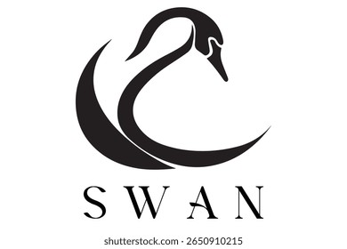 Minimal Swan Logo – Elegant Vector Silhouette Design of Graceful Swan Bird, Perfect for Luxury Branding, Wedding Invitations, Beauty and Spa Logos, Nature Themes, and Fashion Labels