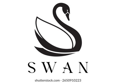 Minimal Swan Logo – Elegant Vector Silhouette Design of Graceful Swan Bird, Perfect for Luxury Branding, Wedding Invitations, Beauty and Spa Logos, Nature Themes, and Fashion Labels