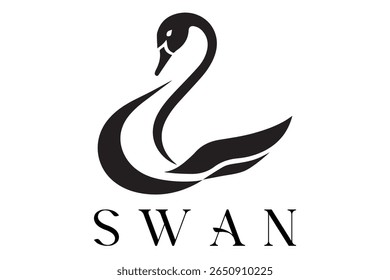 Minimal Swan Logo – Elegant Vector Silhouette Design of Graceful Swan Bird, Perfect for Luxury Branding, Wedding Invitations, Beauty and Spa Logos, Nature Themes, and Fashion Labels