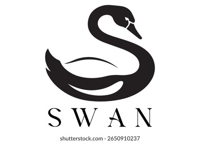Minimal Swan Logo – Elegant Vector Silhouette Design of Graceful Swan Bird, Perfect for Luxury Branding, Wedding Invitations, Beauty and Spa Logos, Nature Themes, and Fashion Labels