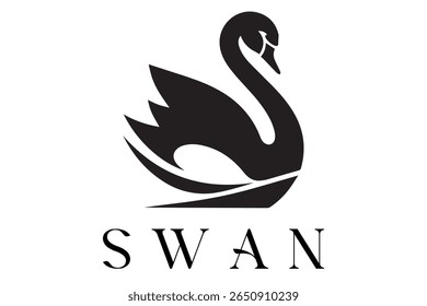 Minimal Swan Logo – Elegant Vector Silhouette Design of Graceful Swan Bird, Perfect for Luxury Branding, Wedding Invitations, Beauty and Spa Logos, Nature Themes, and Fashion Labels