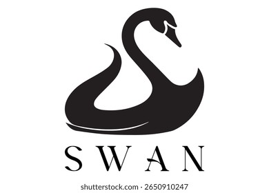 Minimal Swan Logo – Elegant Vector Silhouette Design of Graceful Swan Bird, Perfect for Luxury Branding, Wedding Invitations, Beauty and Spa Logos, Nature Themes, and Fashion Labels