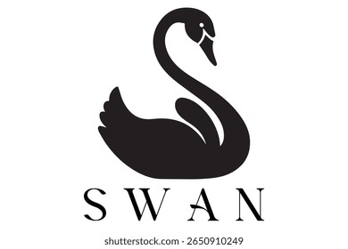 Minimal Swan Logo – Elegant Vector Silhouette Design of Graceful Swan Bird, Perfect for Luxury Branding, Wedding Invitations, Beauty and Spa Logos, Nature Themes, and Fashion Labels