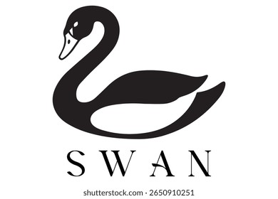 Minimal Swan Logo – Elegant Vector Silhouette Design of Graceful Swan Bird, Perfect for Luxury Branding, Wedding Invitations, Beauty and Spa Logos, Nature Themes, and Fashion Labels