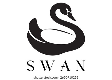 Minimal Swan Logo – Elegant Vector Silhouette Design of Graceful Swan Bird, Perfect for Luxury Branding, Wedding Invitations, Beauty and Spa Logos, Nature Themes, and Fashion Labels