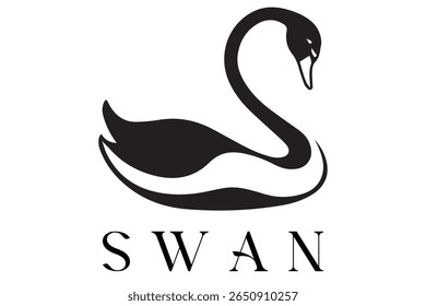 Minimal Swan Logo – Elegant Vector Silhouette Design of Graceful Swan Bird, Perfect for Luxury Branding, Wedding Invitations, Beauty and Spa Logos, Nature Themes, and Fashion Labels